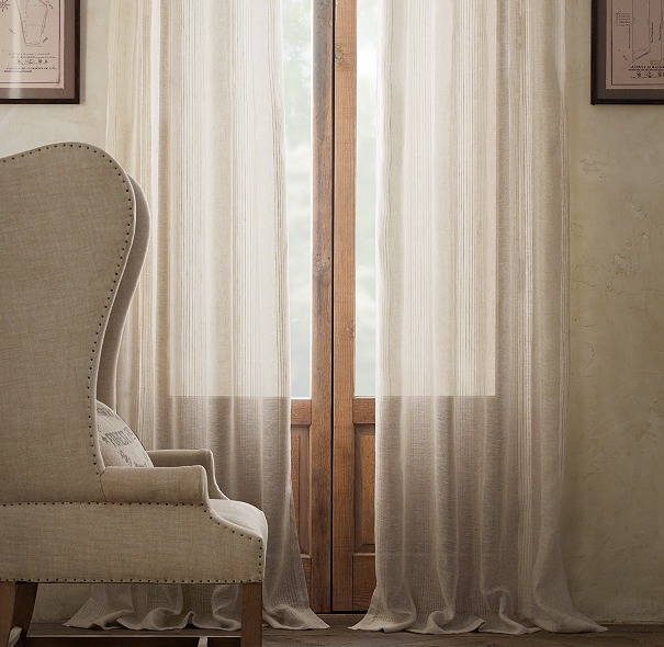 Pinstripe Sheer Belgian Linen Drapery