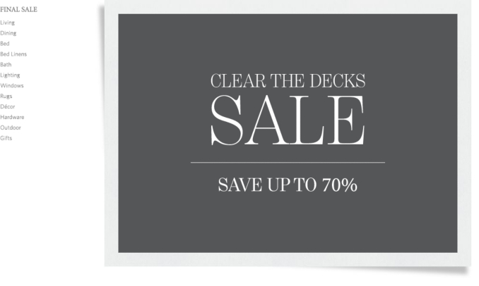 Clear the Decks Sale - Save up to 70%