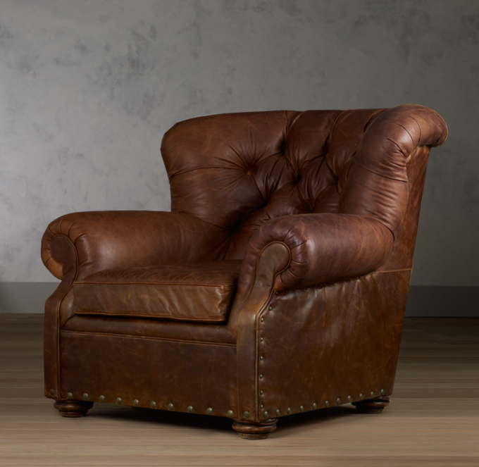 leather buster chair nutmeg shown restorationhardware