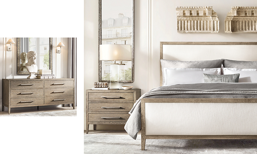 shop French Contemporary Grey Bed & Dresser Smerge