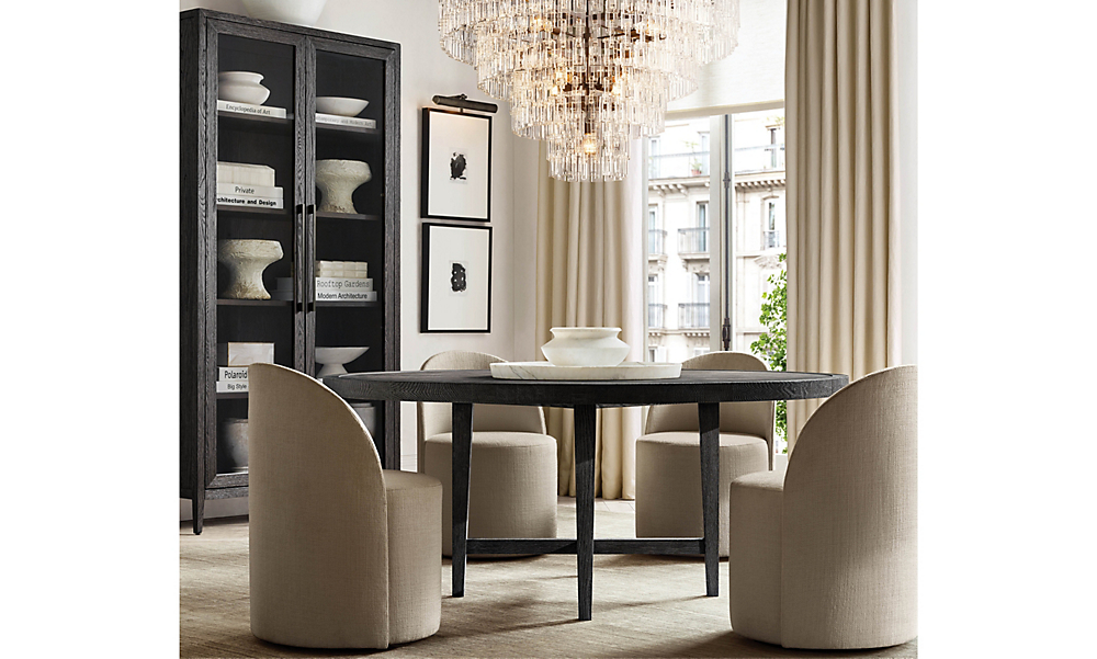 shop French Contemporary Black Round Dining