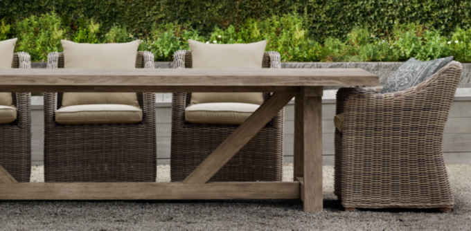 French Beam Weathered Teak Dining Table