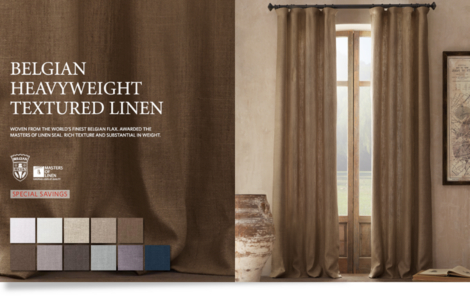 Heavyweight Textured Belgian Linen Drapery