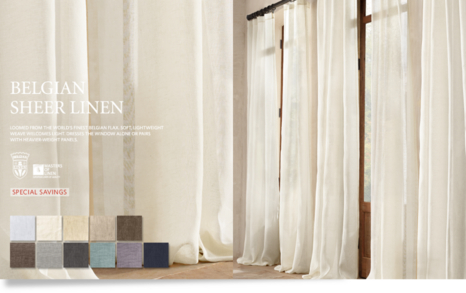 Sheer Belgian Linen Drapery