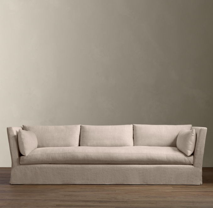 9' Belgian Shelter Arm Slipcovered Sofa