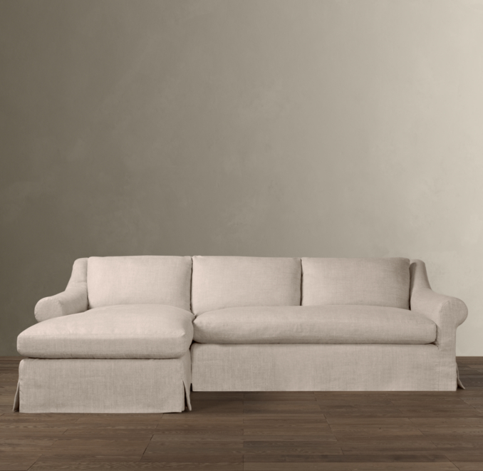 Belgian Roll Arm Slipcovered Left-Arm Sofa Chaise Sectional