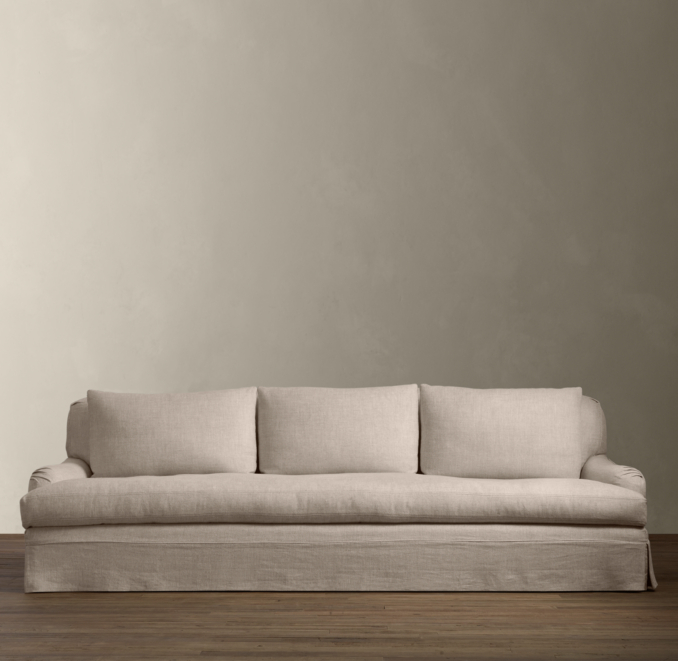 7' Belgian Classic Roll Arm Slipcovered Sofa
