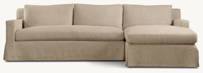 Belgian Track Arm Slipcovered Right-Arm Sofa Chaise Sectional