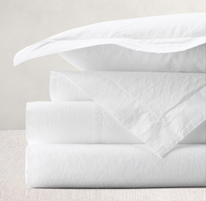 Italian Vintage-Washed 464 Percale Sheet Set