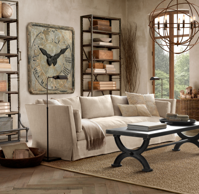 8' Belgian Shelter Arm Slipcovered Sleeper Sofa