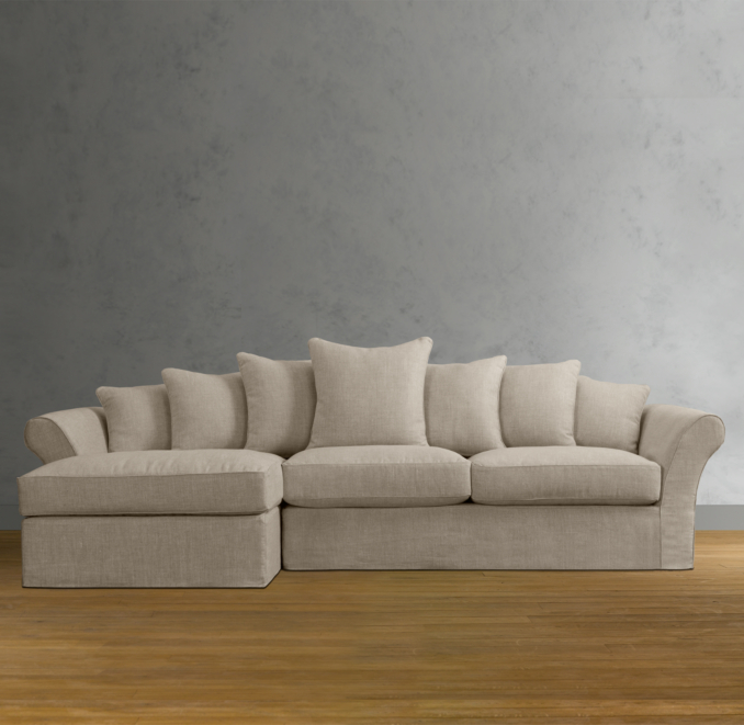 Camelback Slipcovered Left-Arm Sofa Chaise Sectional