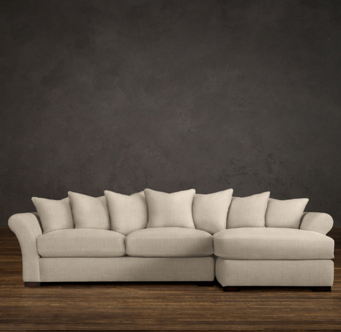 Camelback Upholstered Right-Arm Sofa Chaise Sectional