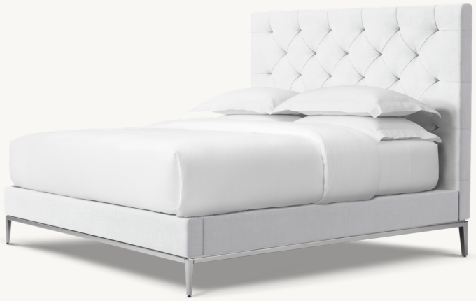 60&#34;H bed shown in White Italian Textured Weave with Polished Chrome finish.