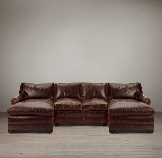 Lancaster Leather U-Chaise Sectional