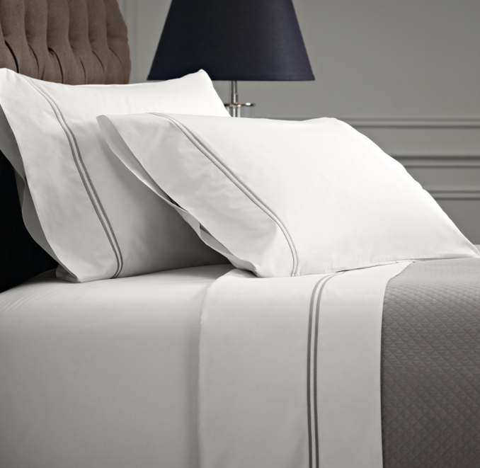 Italian Hotel Satin Stitch White Sheet Set