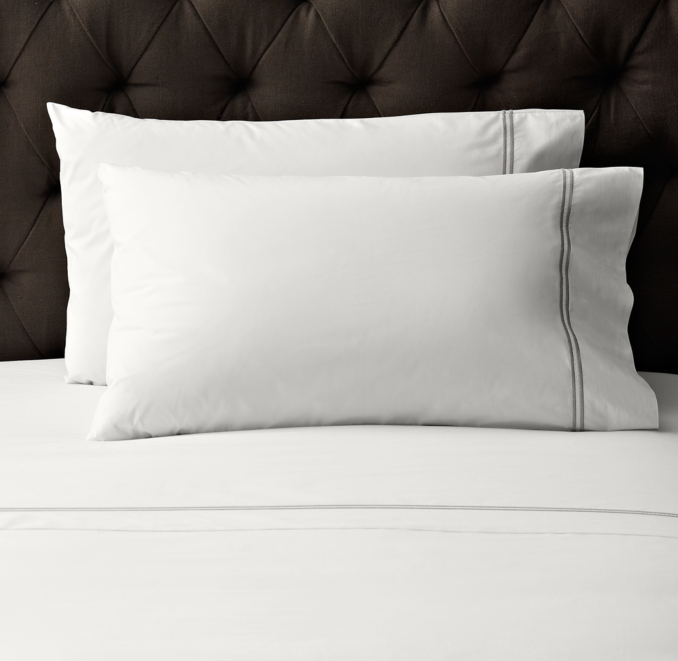 Italian Hotel Satin Stitch White Pillowcases (Set of 2)