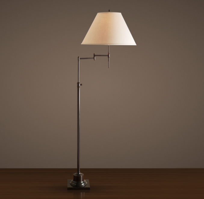 Library Swing-Arm Floor Lamp Bronze