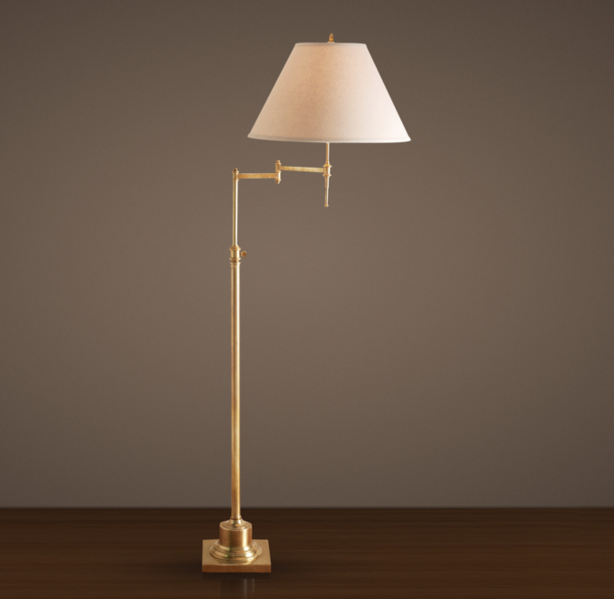 Library Swing-Arm Floor Lamp Antique Brass