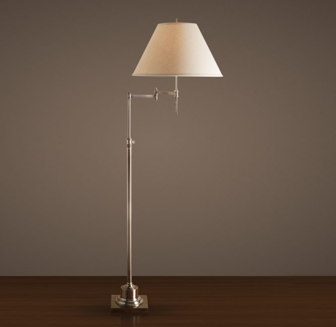 Library Swing-Arm Floor Lamp Antique Nickel