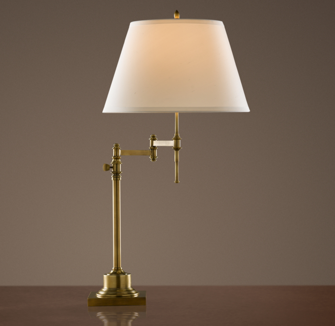 Library Swing-Arm Table Lamp Antique Brass