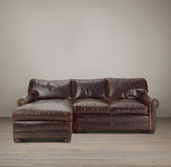 Lancaster Leather Left-Arm Sofa Chaise Sectional