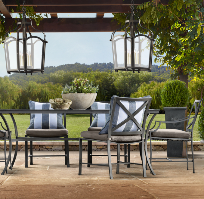72" Carmel Rectangular Dining Set Painted Metal (Set of Table 2 Armchairs and 4 Side Chairs)