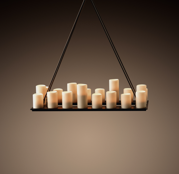 Pillar Candle Rectangular Chandelier Small