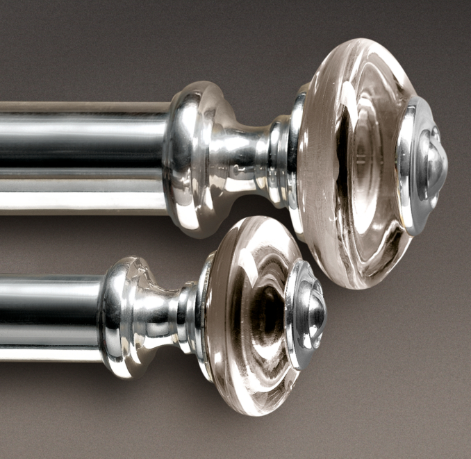 Estate Crystal Knob Finials Silver (Set of 2)
