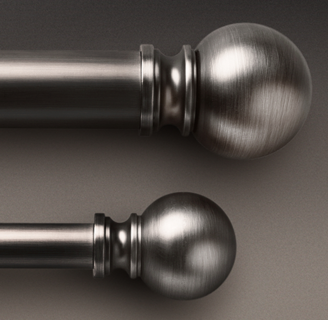 Antique Silver Ball Finial & Rod Set