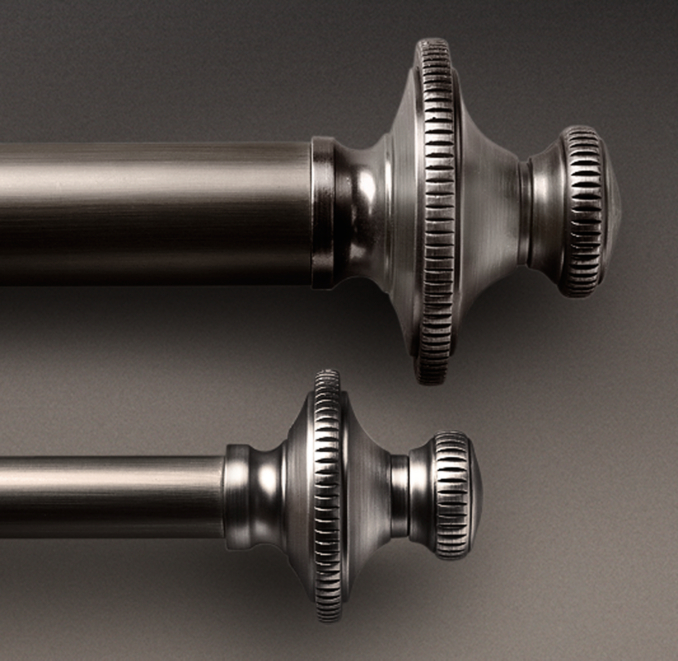Antique Silver Knurled Finial & Rod Set