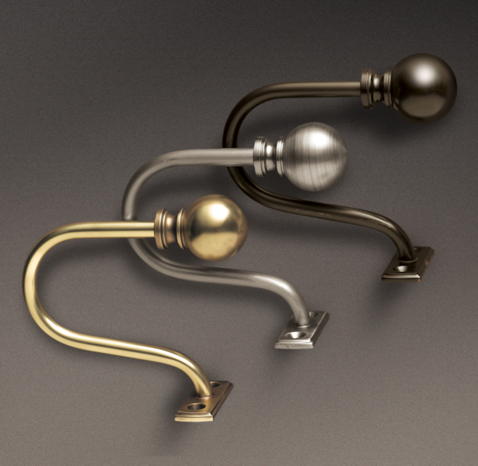 Shown (left to right) in Antiqued Brass, Antique Silver and Bronze.