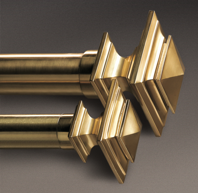 Estate Metal Square Finials Brass (Set of 2)