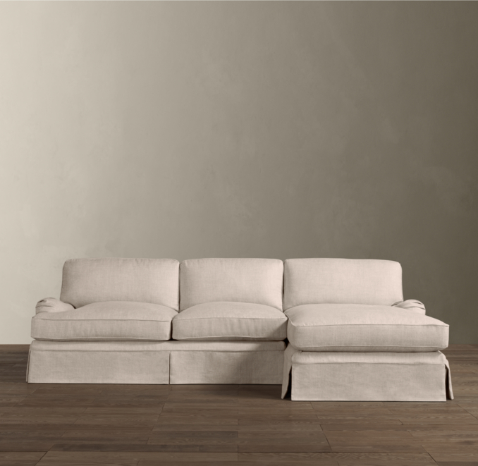 English Roll Arm Slipcovered Sofa Chaise Sectionals