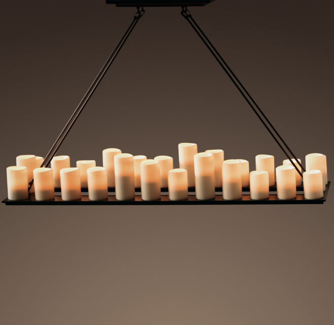 Pillar Candle Rectangular Chandelier Large