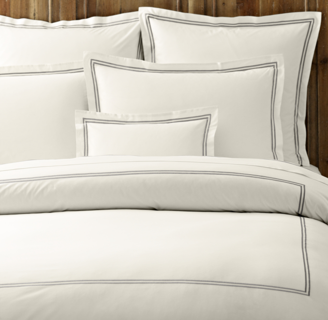 Italian Hotel Satin Stitch Ivory Duvet Cover