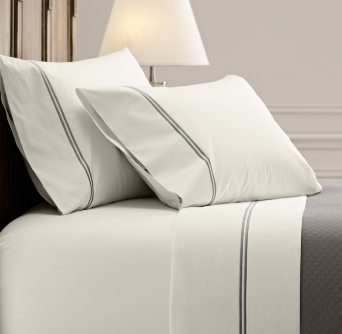 Italian Hotel Satin Stitch Ivory Sheet Set