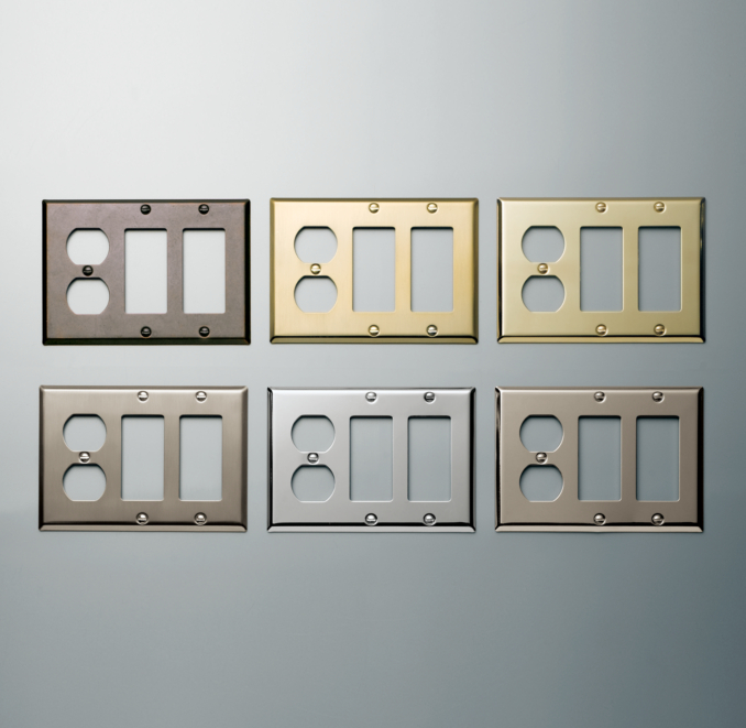 Metal Single Socket and Double Rocker Plate Combo