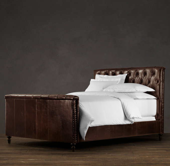 Chesterfield Leather Panel Bed