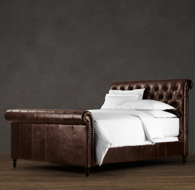 Chesterfield Leather Sleigh Bed