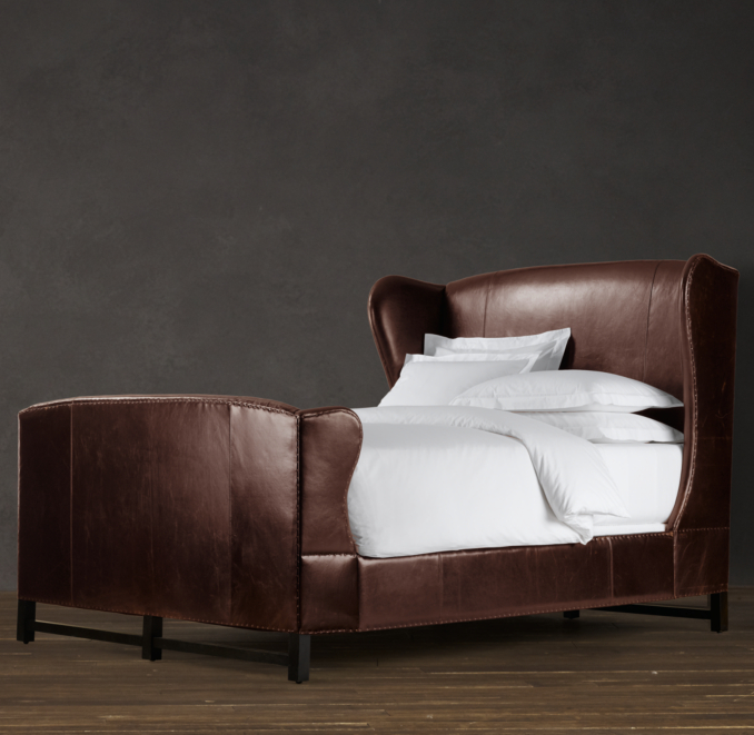 French Wing Leather Bed