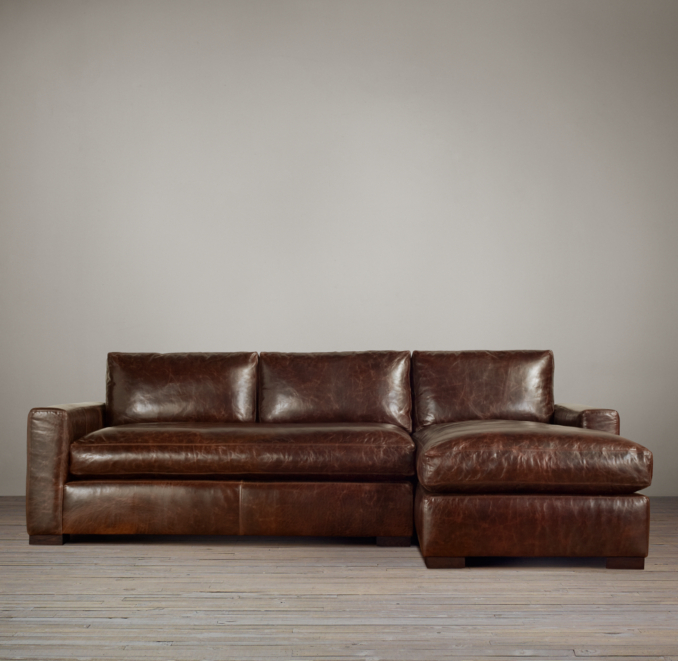 Maxwell Leather Right-Arm Sofa Chaise Sectional