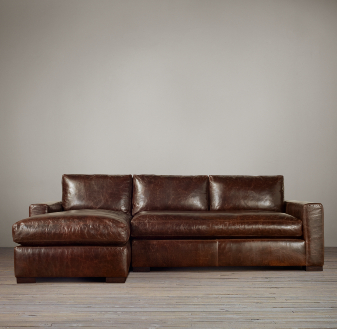 Maxwell Leather Left-Arm Sofa Chaise Sectional