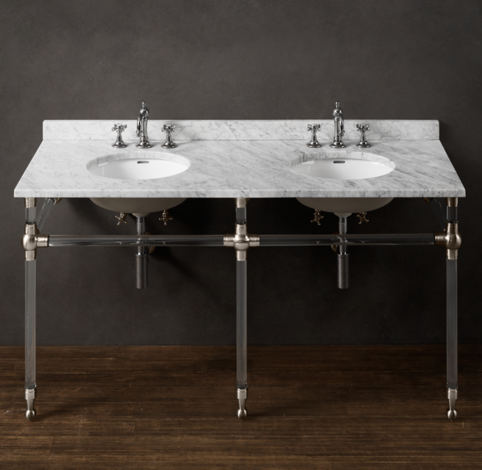 Gramercy Double Glass Washstand with Backsplash 