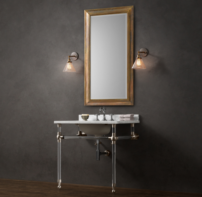 Gramercy Single Glass Washstand with Backsplash