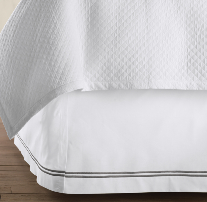 Italian Hotel Satin Stitch White Bed Skirt