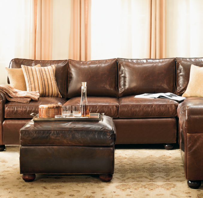 Lancaster Leather Ottoman