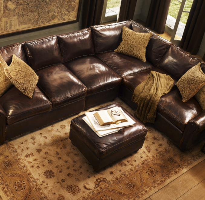 Lancaster Leather Ottoman