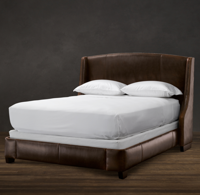 Warner Nailhead Leather 54" Bed without Footboard