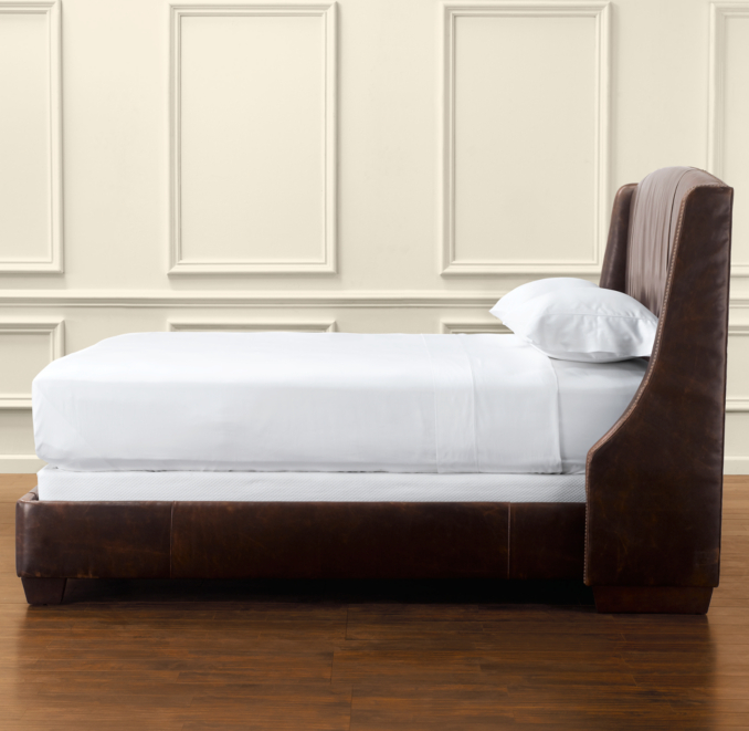 Warner Nailhead Leather 54" Bed without Footboard