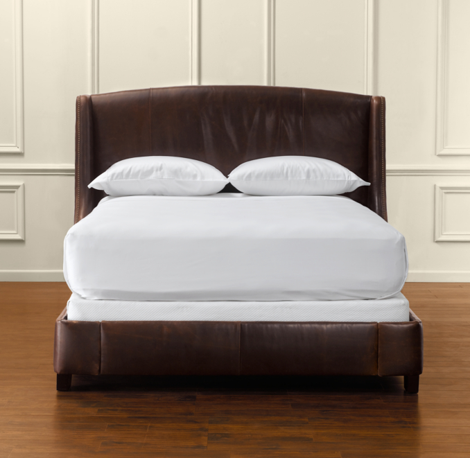 Warner Nailhead Leather 54" Bed without Footboard